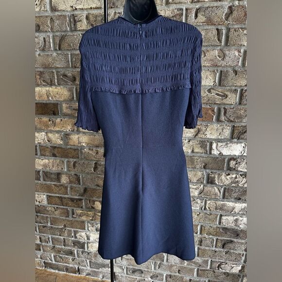 Sandro Fit and Flare Crepe Navy Dress Size 2 - Picture 4 of 15